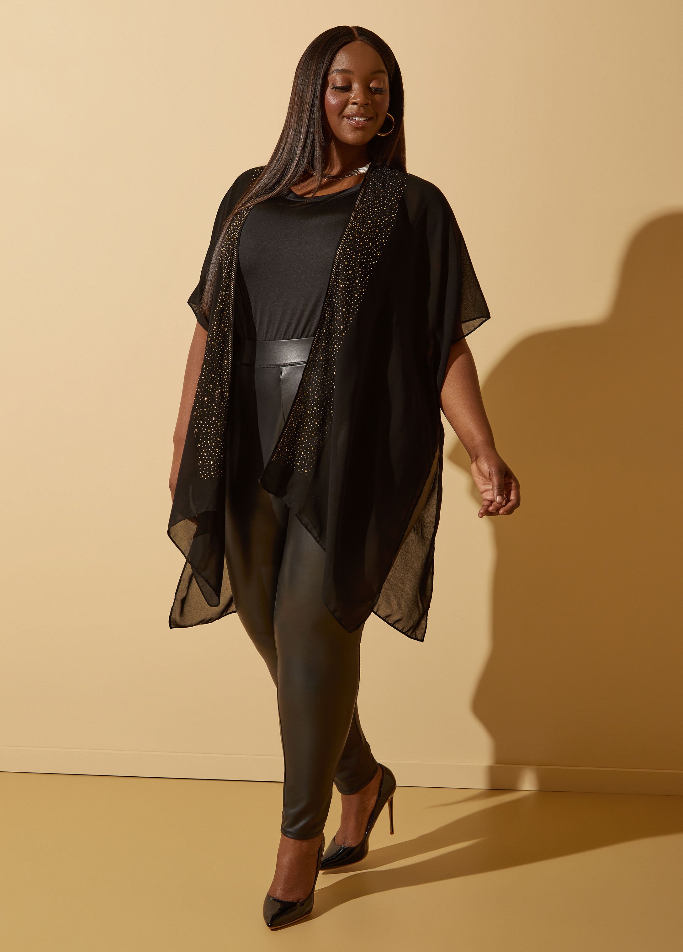 Ashley Stewart Plus Size Crystal Kimonos Ruana Poncho Fall Fashion