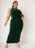 Plus Size Sexy Pearl Crystal Evening Gown Cocktail Holiday Dress