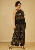 Plus Size Corded Lace Jumpsuit Plus Size Formal Occasion Jumpsuits