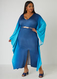 Plus Size Ombre Belted Kaftan Dress