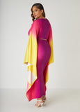 Belted Ombre Kaftan Dress