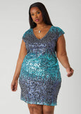 Ombre Sequin Shift Dress