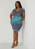 Plus Size Ombre Sequin Shift Dress