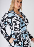 Abstract Print Knitted Shirtdress