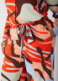 Belted Swirl Print Jumpsuit