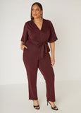 Plus Size Metallic Festive Jumpsuit Plus Size Straight Leg Jumpsuit