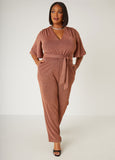 Plus Size Straight Leg Jumpsuit Plus Size Metallic Festive Jumpsuit