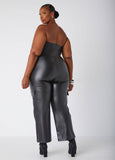 Strapless Faux Leather Jumpsuit