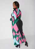 Belted Colorblock Maxi Shirtdress