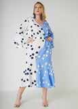 Plus Size Printed Two Tone Faux Wrap Dress