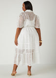 Windowpane Flounced A Line Dress