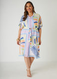 Plus Size Belted Printed Shirtdress