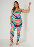 Swirl Print Cowl Neck Catsuit