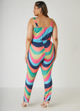 Swirl Print Cowl Neck Catsuit