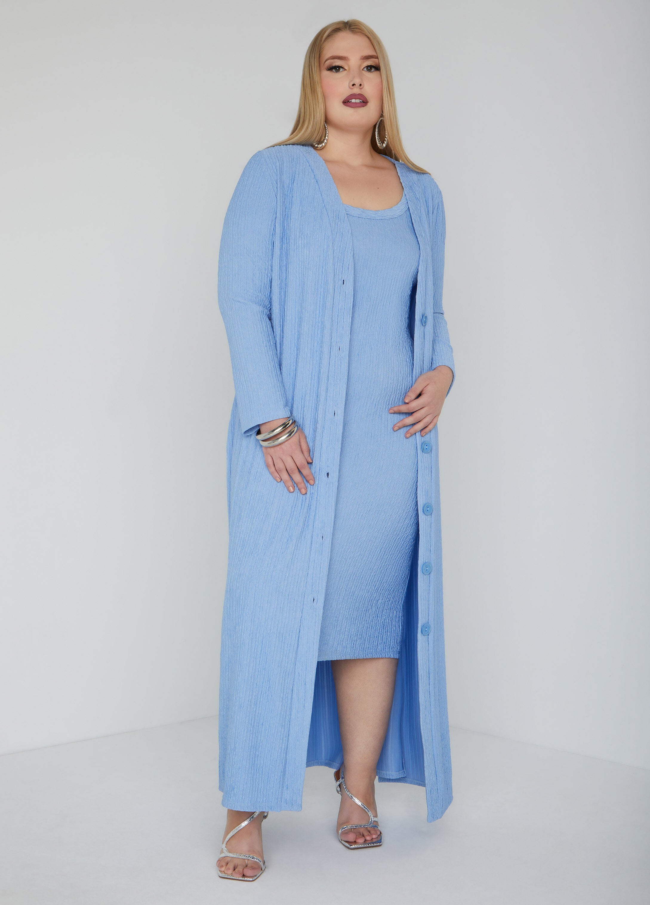 Plus Size Knit Duster Plus Size Sexy Casual Two Piece Matching Set