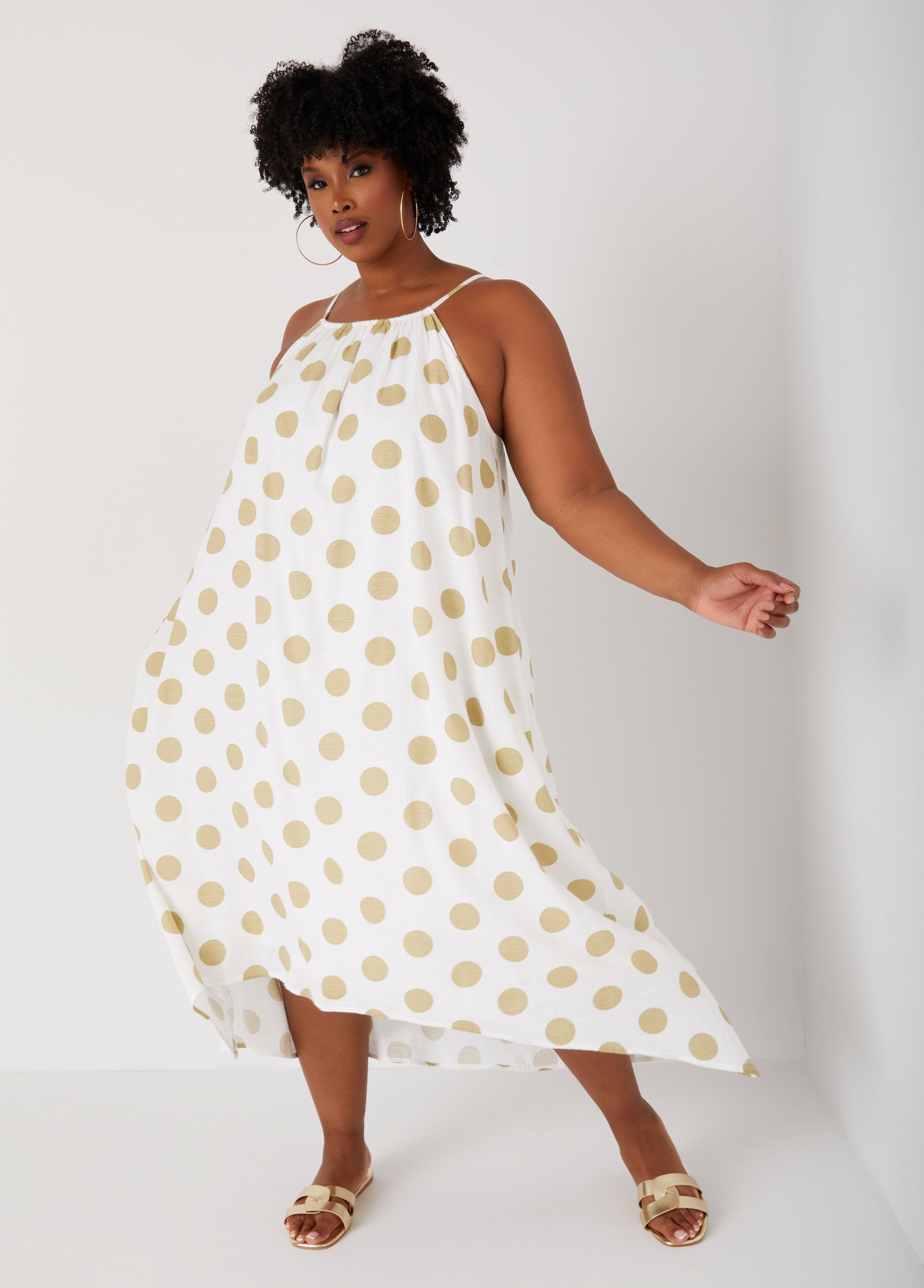 Plus Size polka dot midi dress plus size summer sun dress