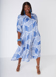 Plus Size Nautical Midi Dress Plus Size Shirtdress Midaxi Dress