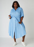 Belted Slub Woven Shirtdress