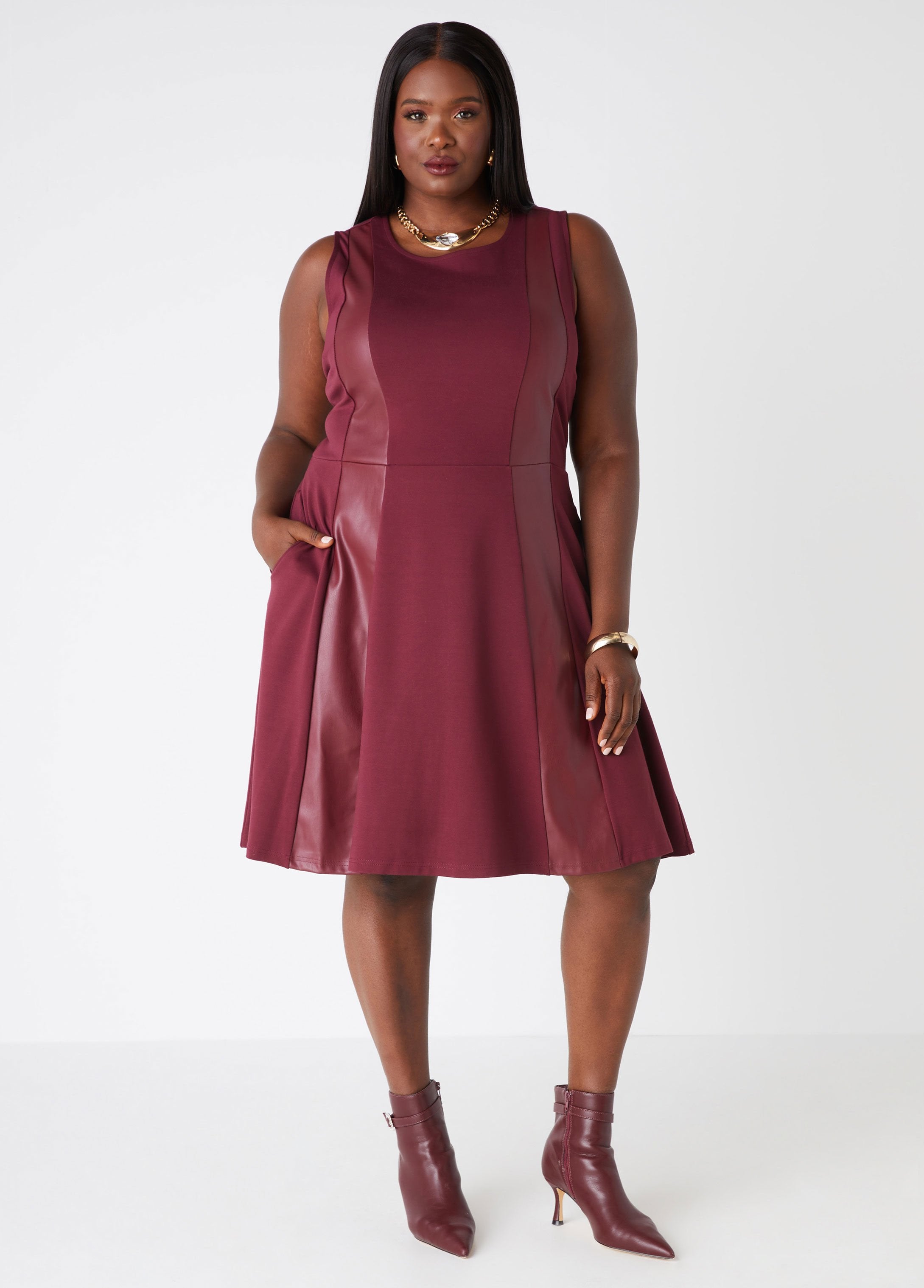 Plus Size Knit Dress Plus Size Vegan Leather Dress Plus Size Dresses