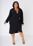 Plus Size knit wrap dress plus size medusa faux wrap dress