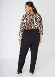 Leopard Paneled Faux Wrap Jumpsuit