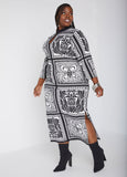 Textured Tile Print Midaxi Dress