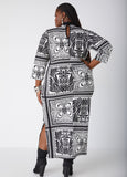 Textured Tile Print Midaxi Dress