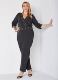 Studded Faux Wrap Jumpsuit