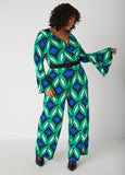 Abstract Print Wide Leg Jumpsuit