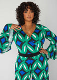 Abstract Print Wide Leg Jumpsuit