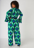 Abstract Print Wide Leg Jumpsuit