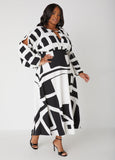 Split Sleeved Geo Print Maxi Dress