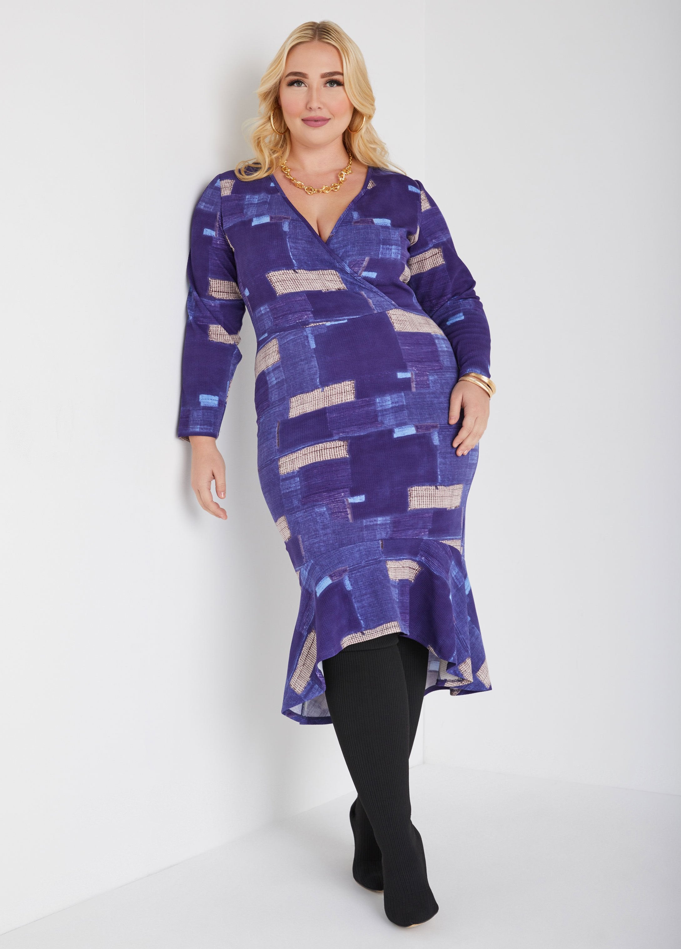 Plus Size Wrap Dress Plus Size Midaxi Dress Plus Size Knit Dress