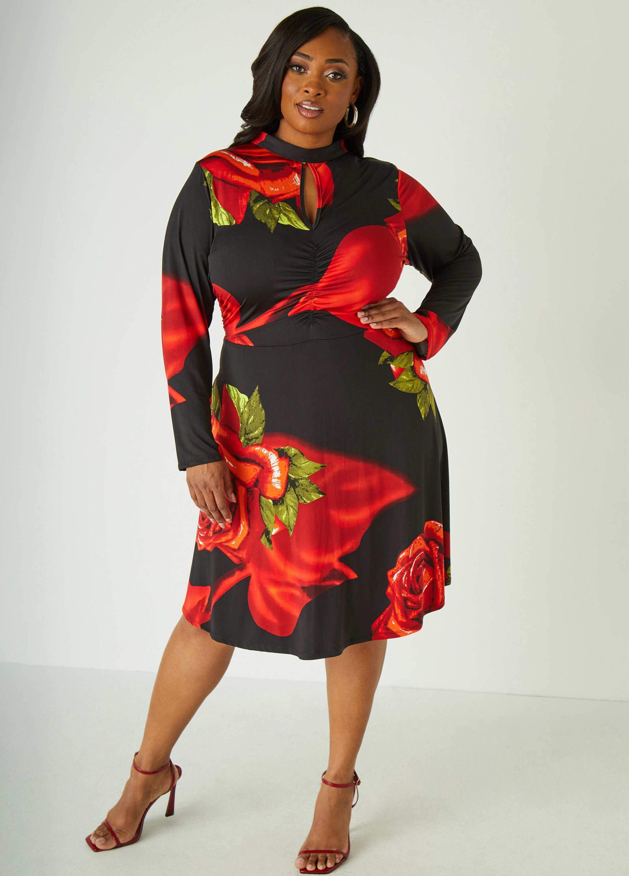 Plus Size A Line Dress Plus Size Work Dress Plus Size Rose Dress