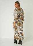 Leopard Faux Wrap Maxi Dress