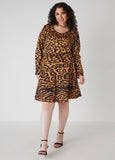 Plus Size fit flare leopard dress plus size a line dress plus size fashion