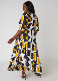 Geo Print A Line Maxi Dress