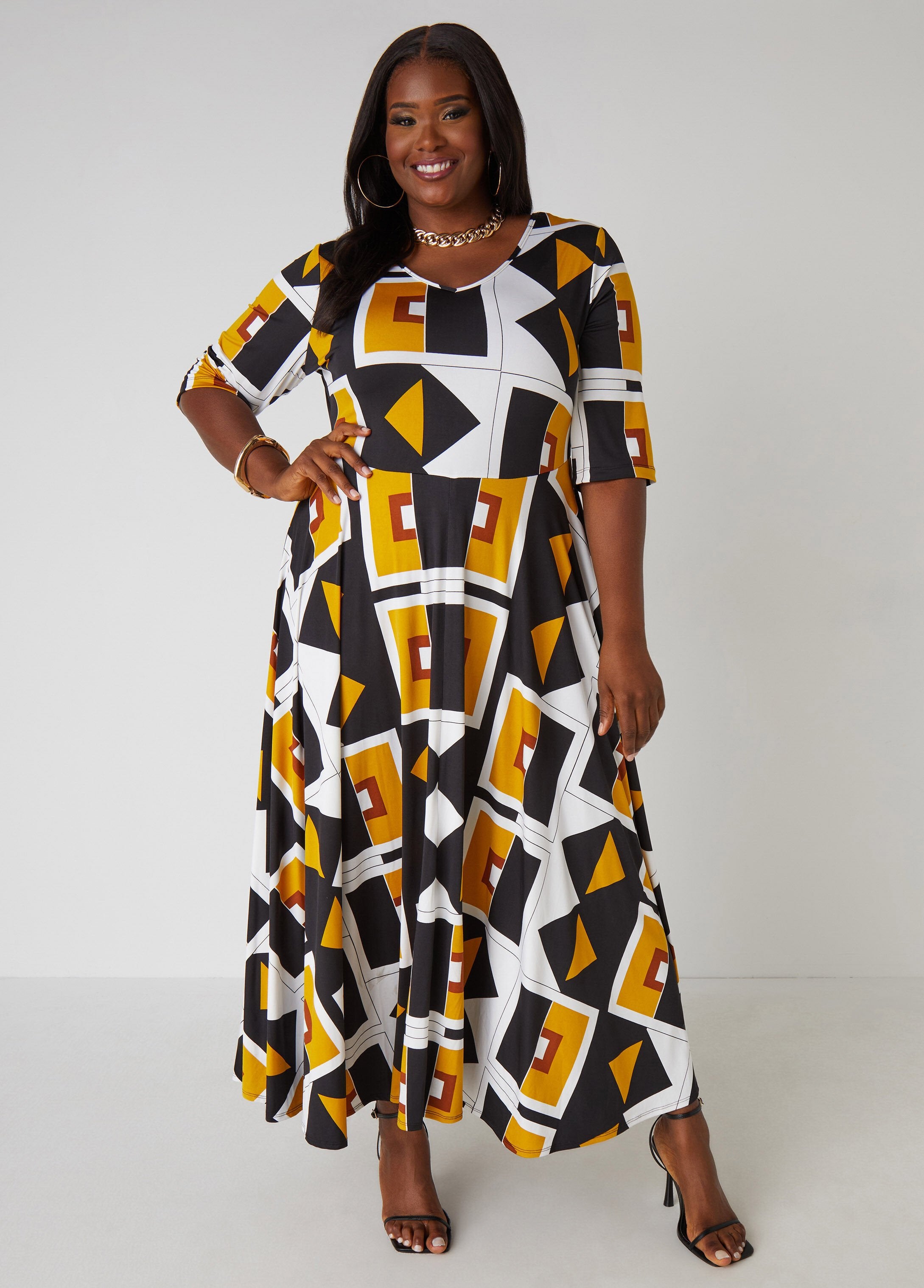 Plus Size geo print knit maxi dress plus size dress sexy maxi dress