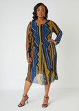 Plus Size printed mesh maxi dress plus size fit flare fashion dress