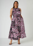 Plus Size printed maxi dress plus size fit flare fashion dress