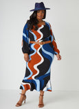 Textured Swirl Print Maxi Dress