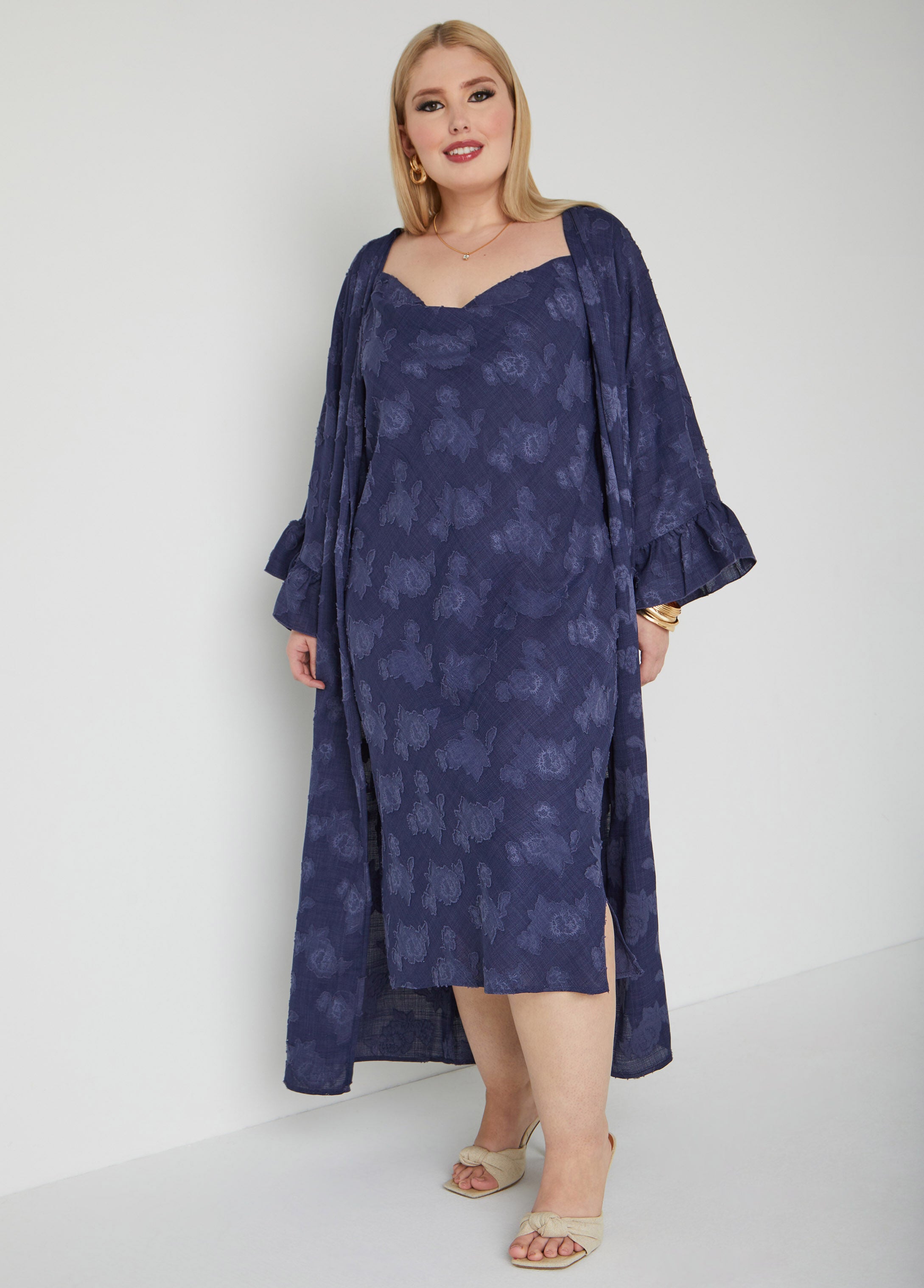 Plus Size Duster Matching Set Plus Size Sexy Date Night Kimono