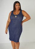 Plus Size Slip Dress Sexy Plus Size Denim Dress Tank Dress Set