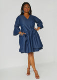 Layered Chambray Babydoll Dress