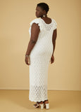 Ruffled Crochet Knit Maxi Dress