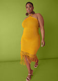 Fringed Halter Midaxi Dress