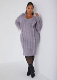 Plus Size Sweater Knee Dress Plus Size Cable Knit Midi Dress