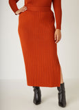 Pleated Knitted Midi Skirt