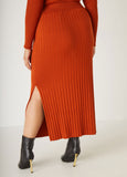 Pleated Knitted Midi Skirt