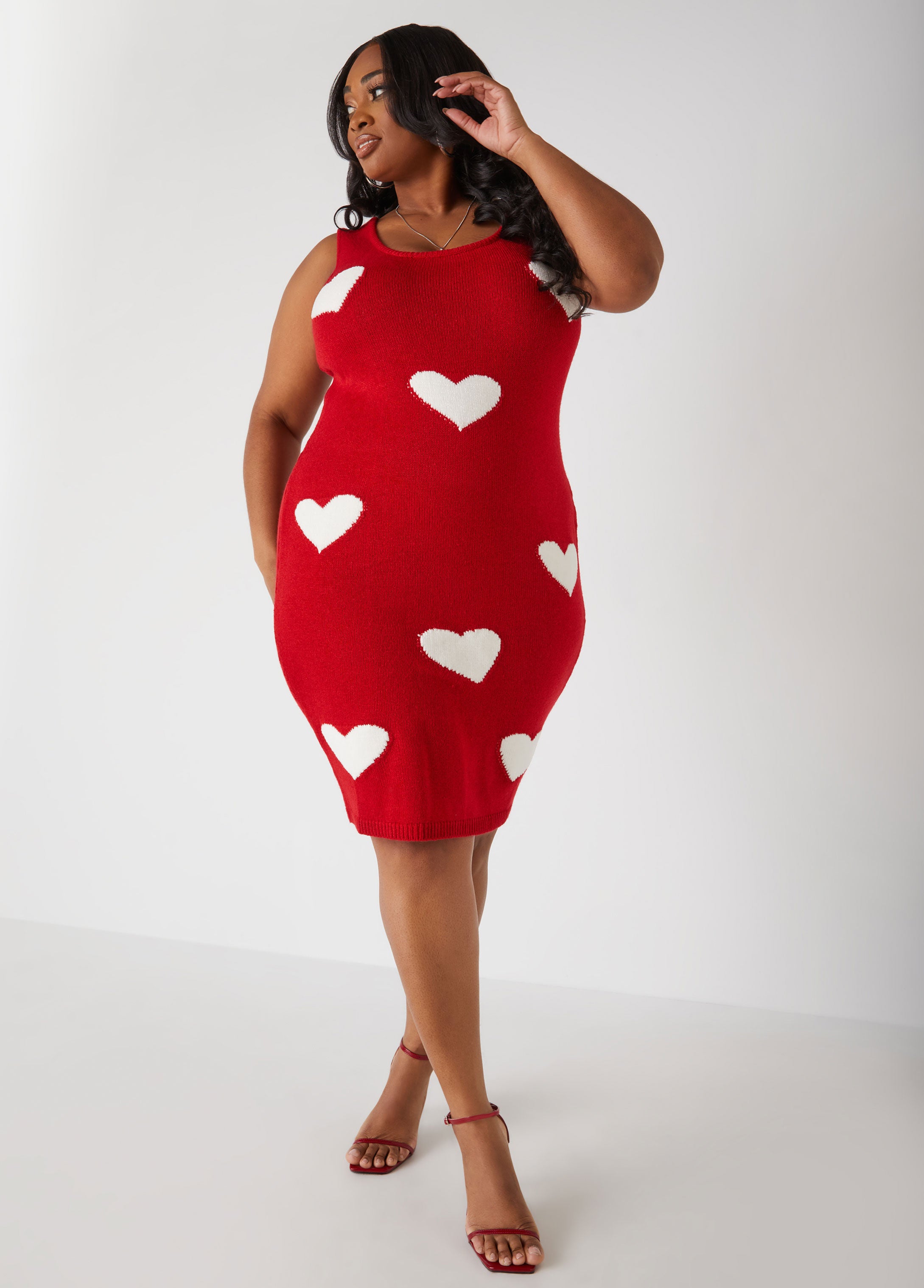 Plus Size Heart Dress Plus Size Knitted Dress Two Piece Set